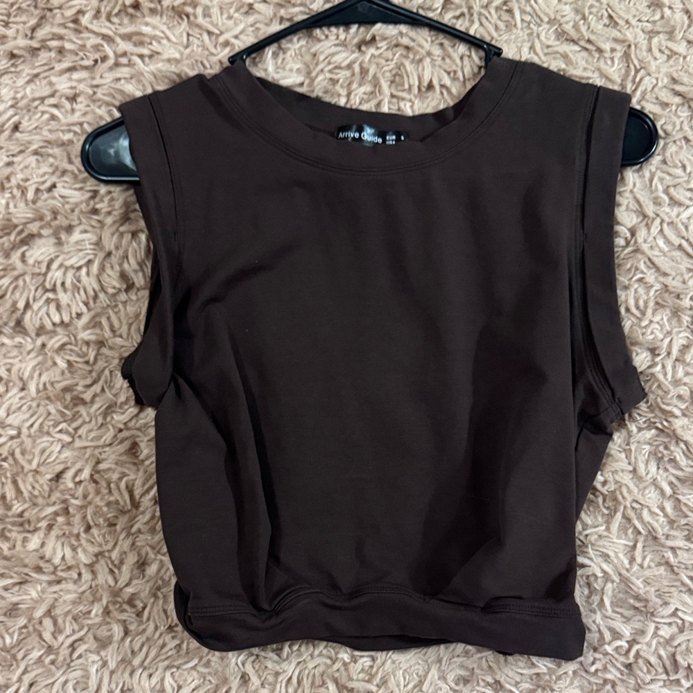Amazon Sleeveless Brown Top